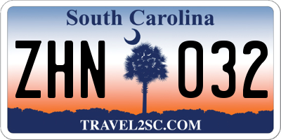 SC license plate ZHN032