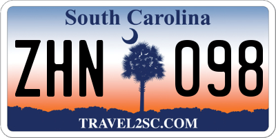 SC license plate ZHN098