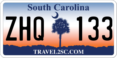 SC license plate ZHQ133
