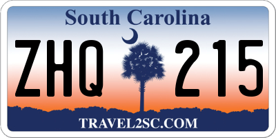 SC license plate ZHQ215