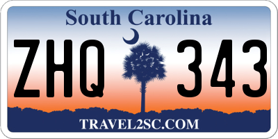 SC license plate ZHQ343
