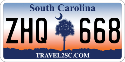 SC license plate ZHQ668