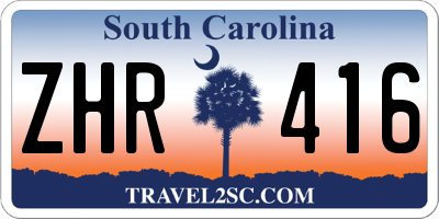 SC license plate ZHR416