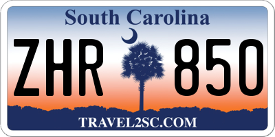 SC license plate ZHR850