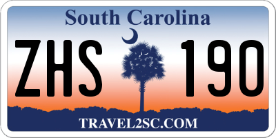 SC license plate ZHS190