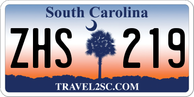 SC license plate ZHS219
