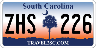 SC license plate ZHS226