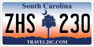 SC license plate ZHS230