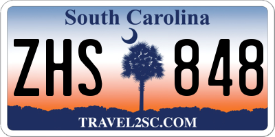 SC license plate ZHS848