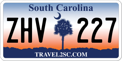 SC license plate ZHV227