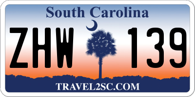 SC license plate ZHW139