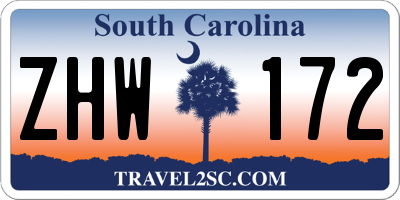 SC license plate ZHW172