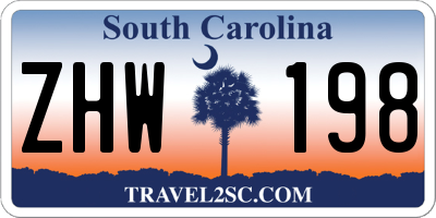 SC license plate ZHW198