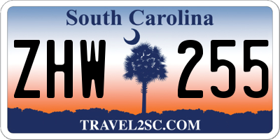 SC license plate ZHW255
