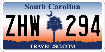 SC license plate ZHW294