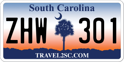 SC license plate ZHW301
