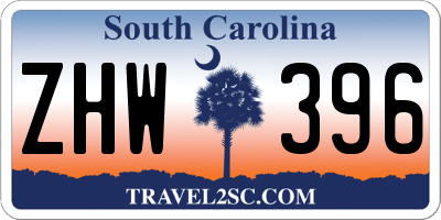 SC license plate ZHW396