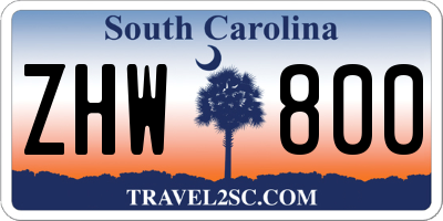 SC license plate ZHW800