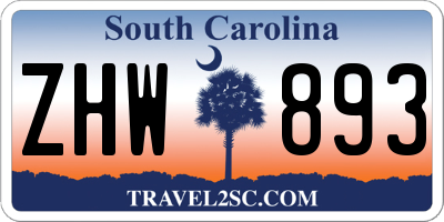 SC license plate ZHW893