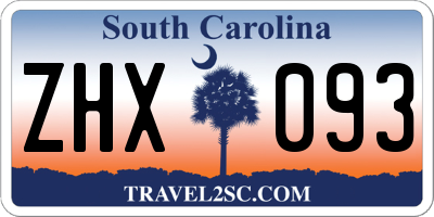 SC license plate ZHX093
