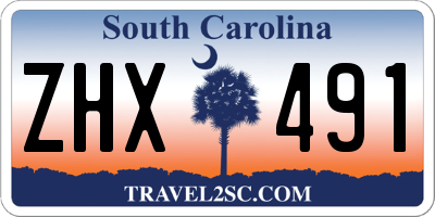 SC license plate ZHX491