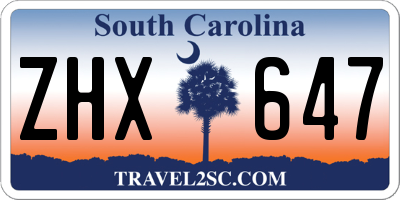 SC license plate ZHX647