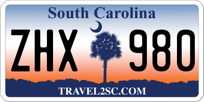 SC license plate ZHX980