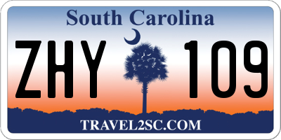 SC license plate ZHY109