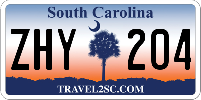 SC license plate ZHY204
