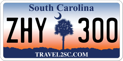 SC license plate ZHY300