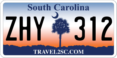 SC license plate ZHY312