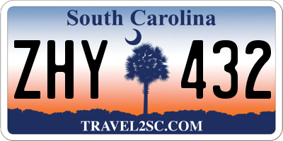 SC license plate ZHY432