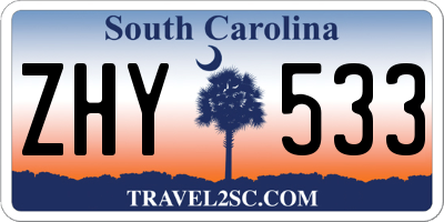 SC license plate ZHY533