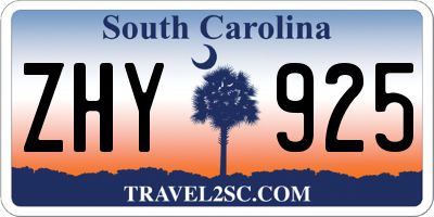 SC license plate ZHY925