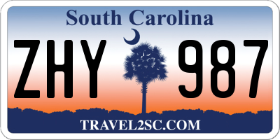 SC license plate ZHY987