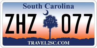 SC license plate ZHZ077