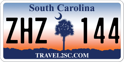 SC license plate ZHZ144