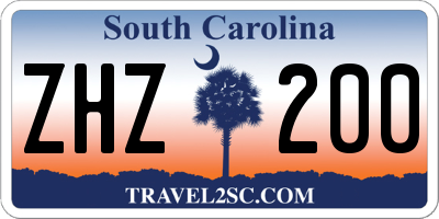 SC license plate ZHZ200