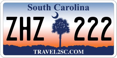 SC license plate ZHZ222