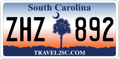 SC license plate ZHZ892