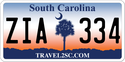 SC license plate ZIA334