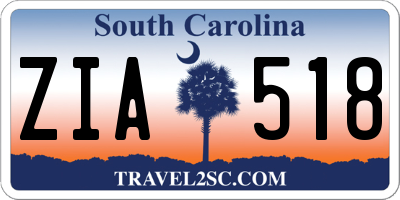 SC license plate ZIA518