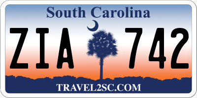 SC license plate ZIA742