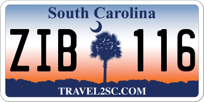SC license plate ZIB116