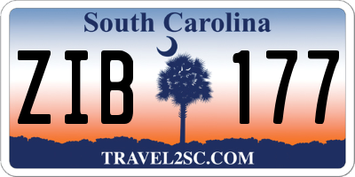 SC license plate ZIB177