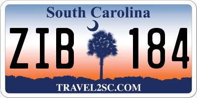 SC license plate ZIB184