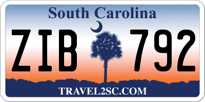 SC license plate ZIB792