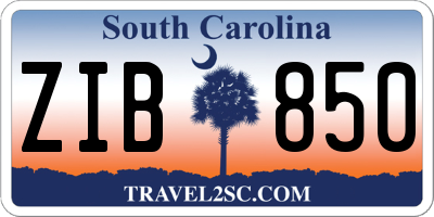 SC license plate ZIB850