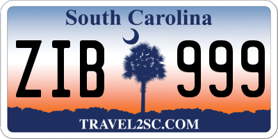 SC license plate ZIB999