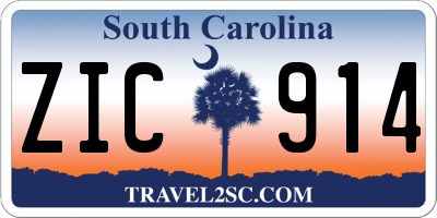 SC license plate ZIC914